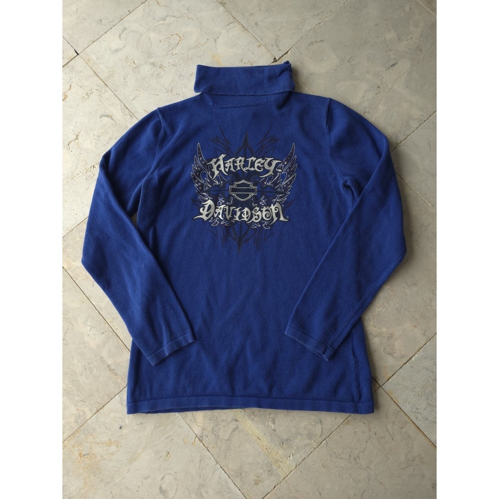 Vintage 2000s Harley-Davidson Blue Long Sleeve‎ T-shirt Women's M Turtleneck